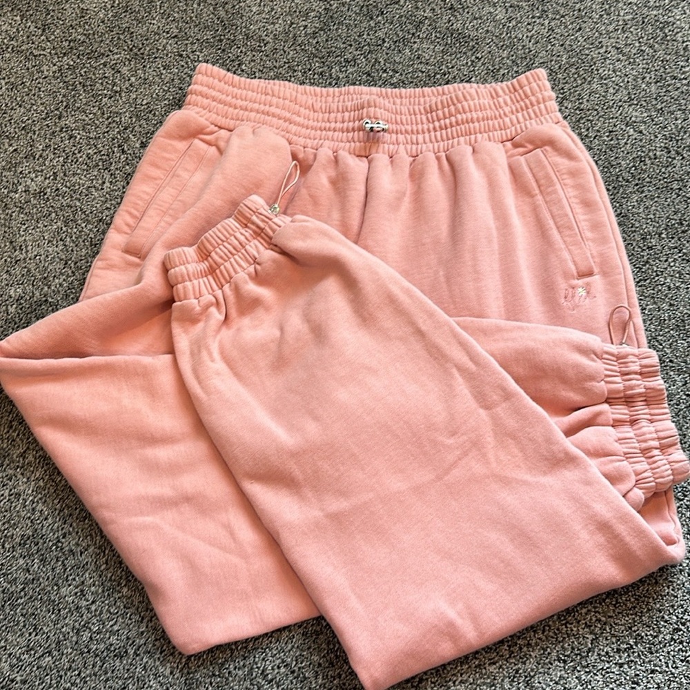 For Love & Lemons Rose Pink Josie Sweatpants High Rise Gym Sweat Pants XL Women